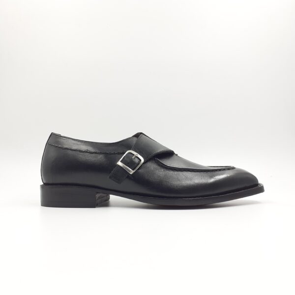 513-Cross Buckle Black Leather Shoes - Image 2